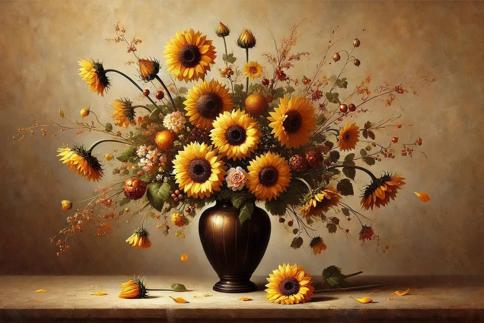 Bouquet di girasoli vittoriani poster con telaio in plastica da VintageBotanics