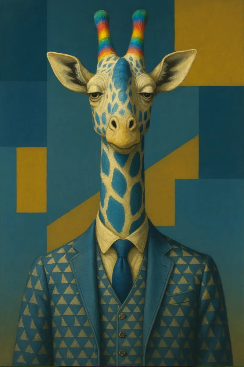 Proud Giraffe tela con Cornice a cassetta da Elegant Absurd