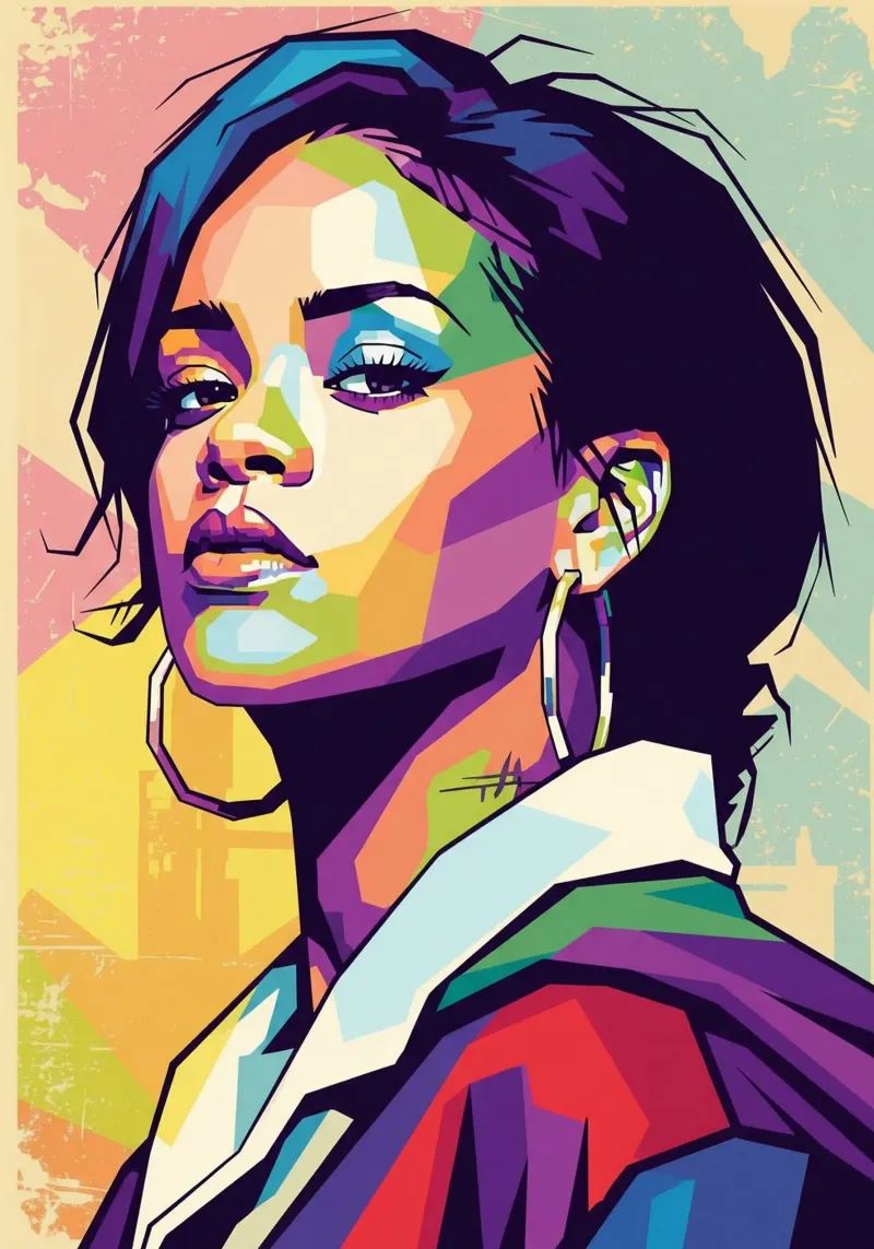 Ritratto pop art di Rihanna tela con Cornice a cassetta da Hantamrata