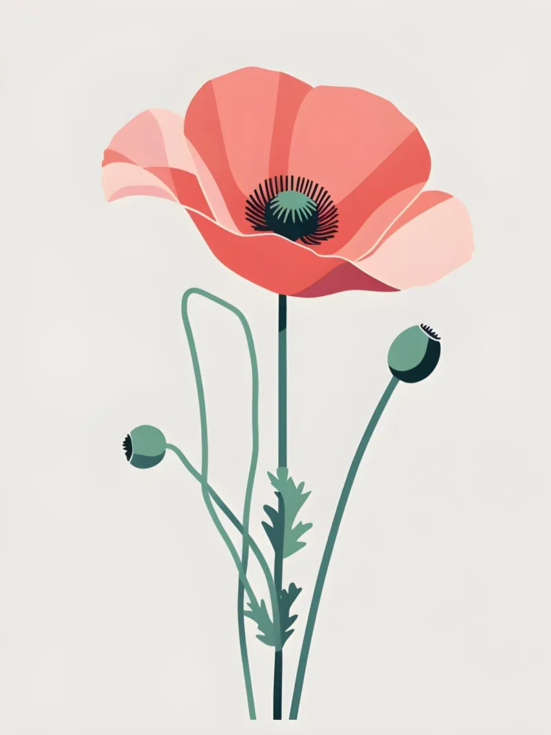 Silhouette di papavero poster con telaio in alluminio da The Green Room