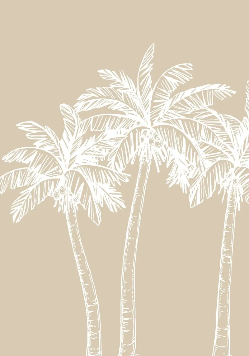 Bozzetto di palma boho - Stampa minimalista da spiaggia tropicale poster con telaio in alluminio da dawnthesea