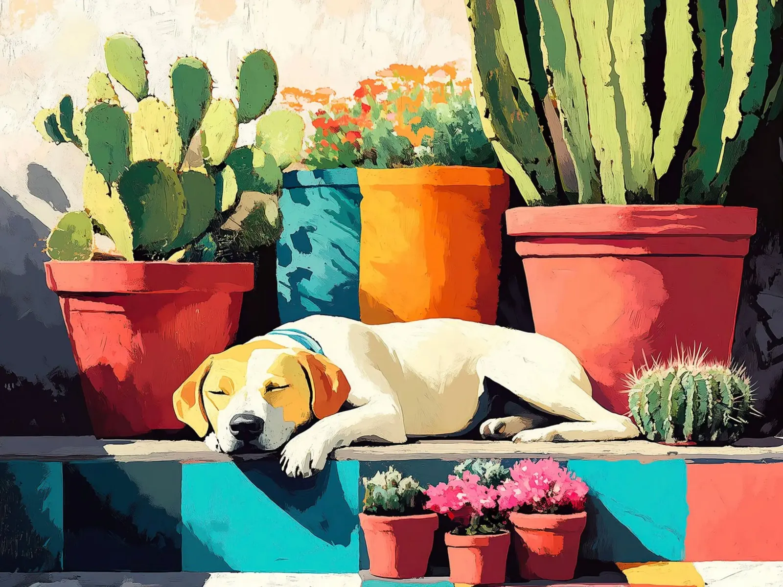 Sleeping Dog on a Sunny Terrace poster da estelle bard