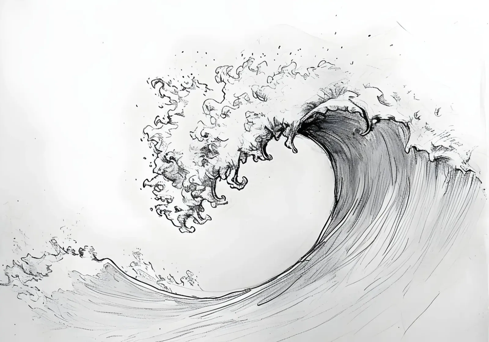 Schizzo dell'onda Ukiyo-e giapponese - Arte in bianco e nero tela con Cornice a cassetta da dawnthesea