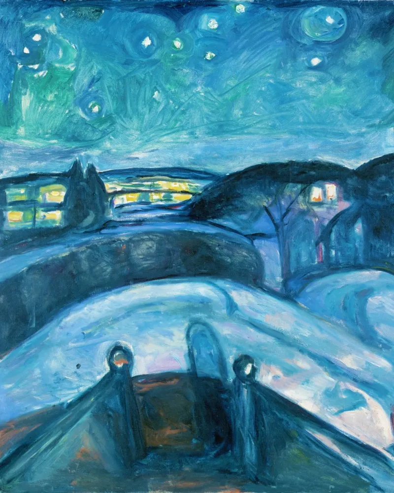 Notte stellata (1893) - Edvard Munch poster con telaio in alluminio da Venus Art