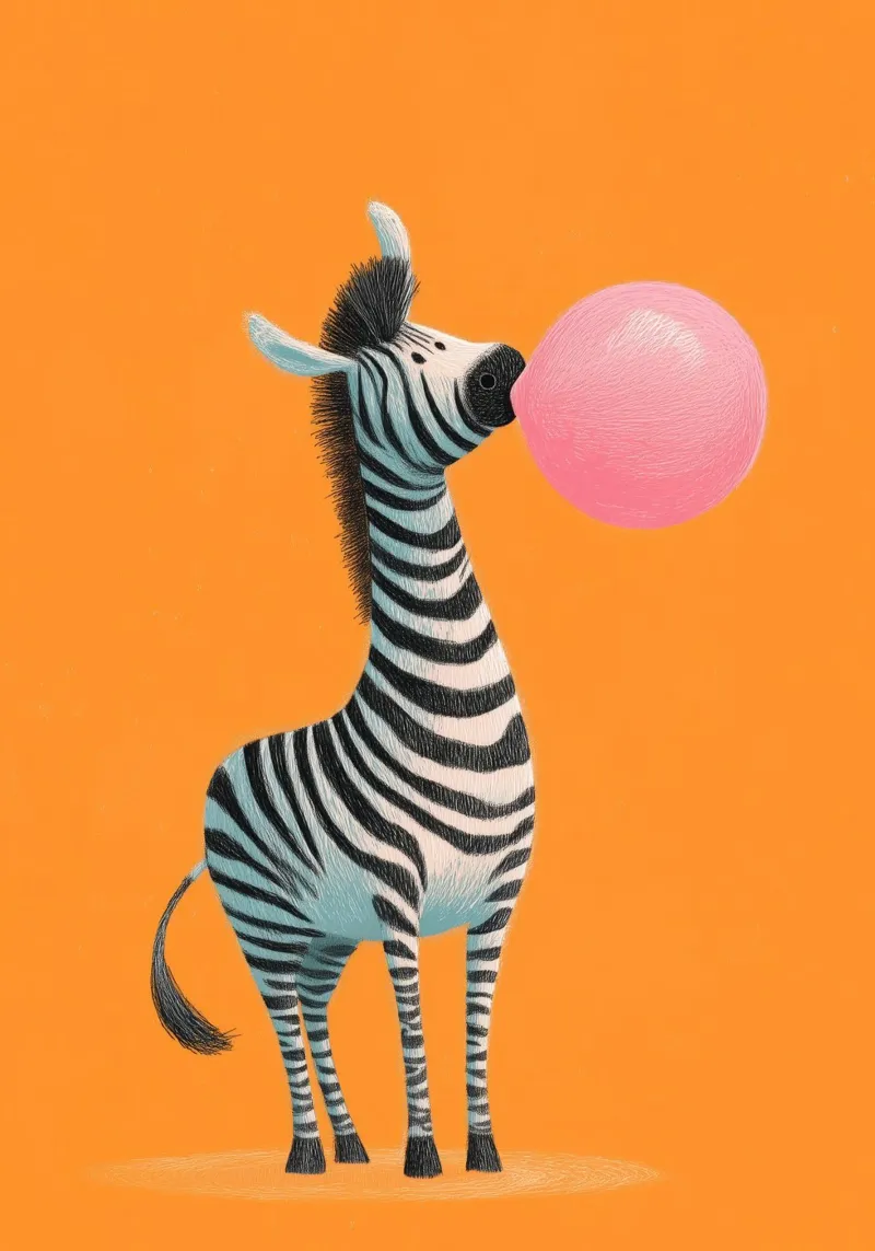 Bubblegum Zebra lienzo con Marco flotante de Kiara