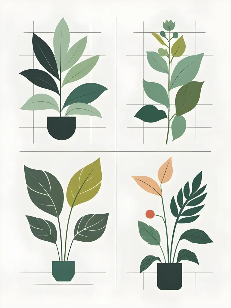 Botanisch raster canvas met Baklijst van The Green Room