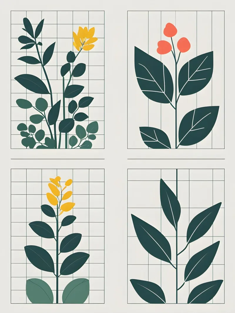 Botanisch raster canvas met Baklijst van The Green Room
