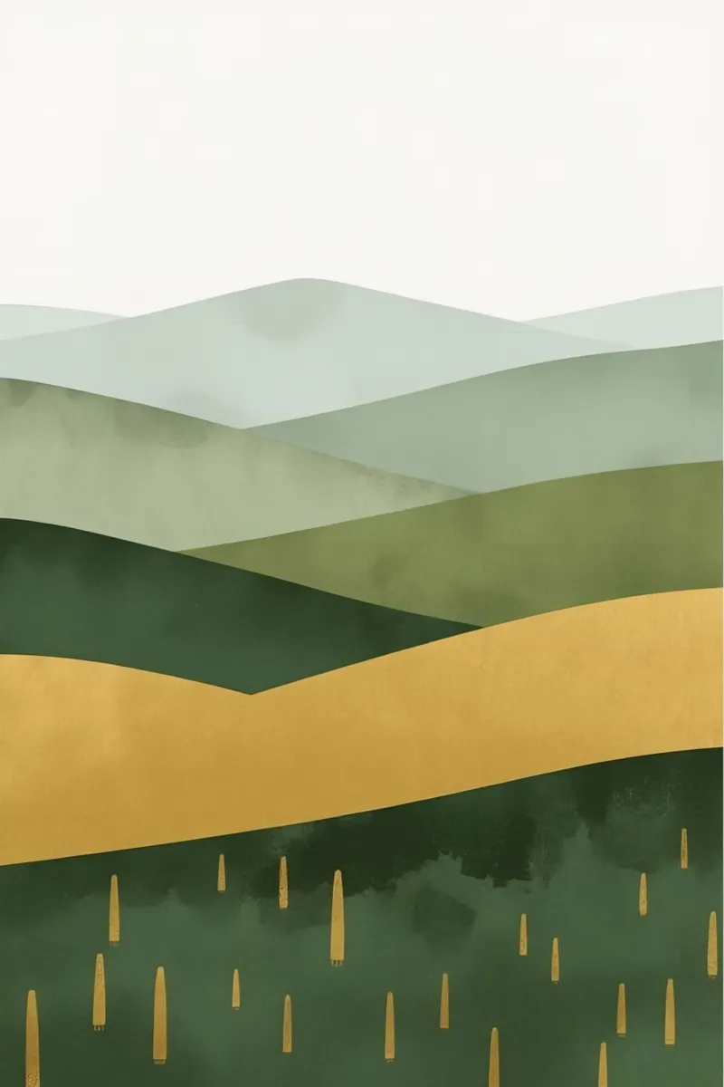 Paesaggio astratto con colline verdi poster da DesignDoodle