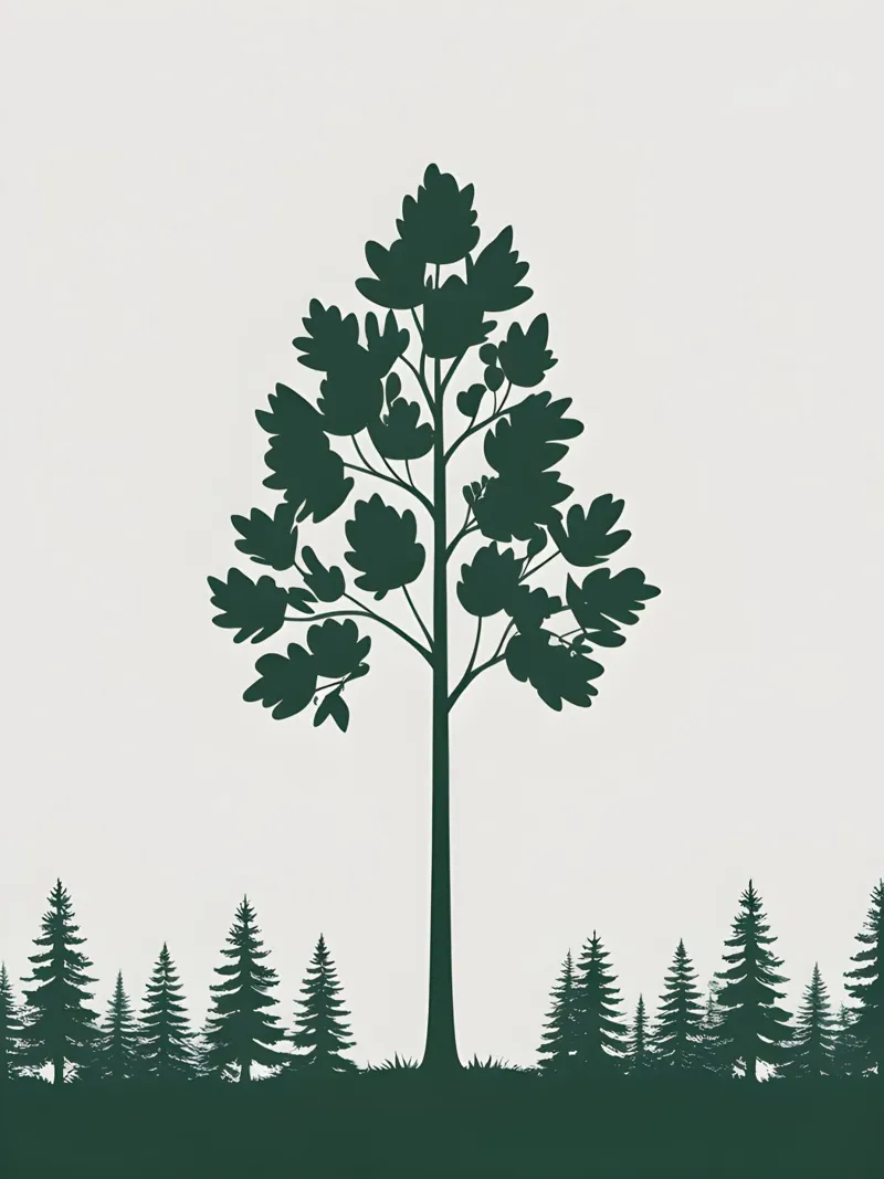 Simple Tree Silhouette Leinwand mit Schattenfugenrahmen von The Green Room
