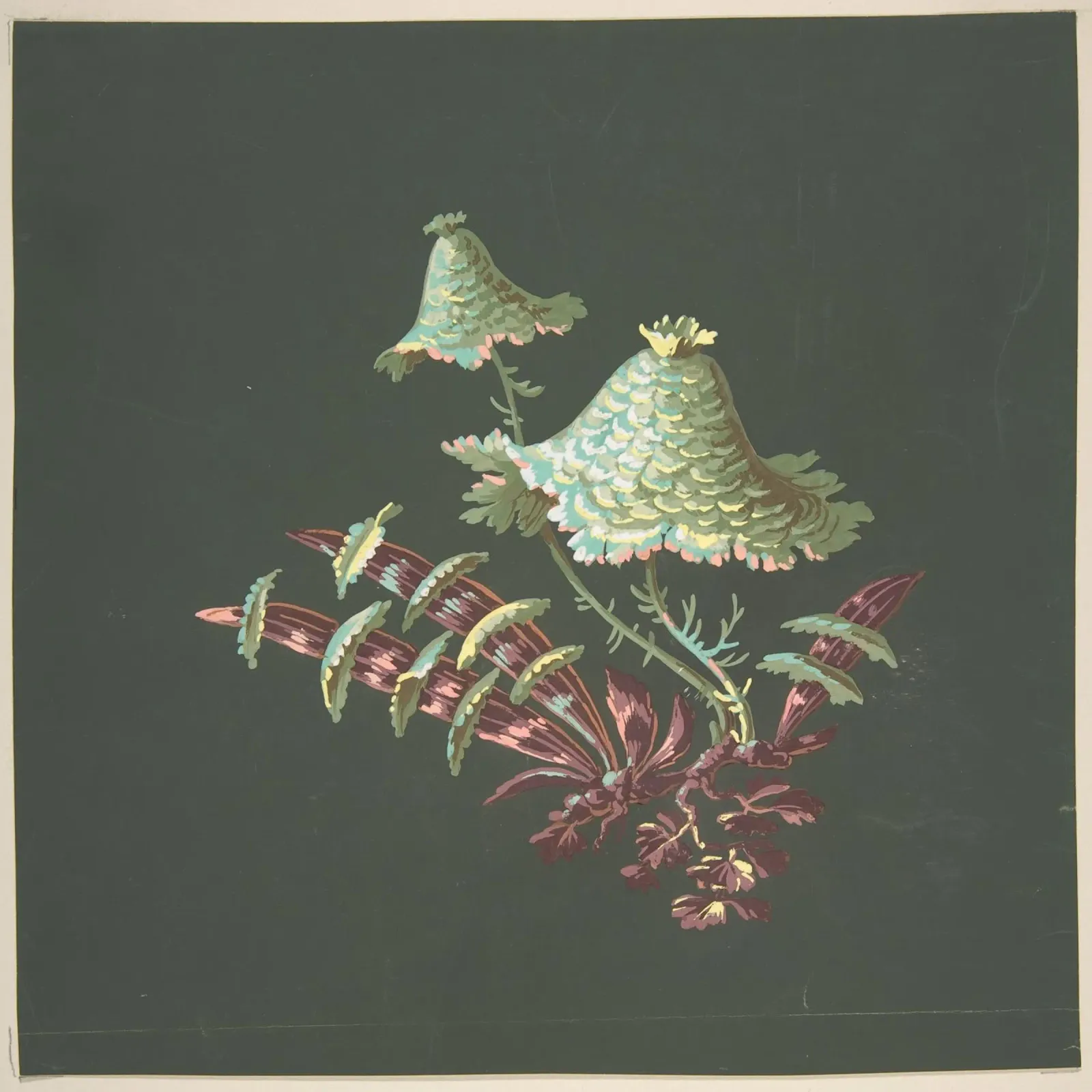 Two Hat-Shaped Chinoiserie Flowers with Fanciful carta hahnemühle da vintageshop