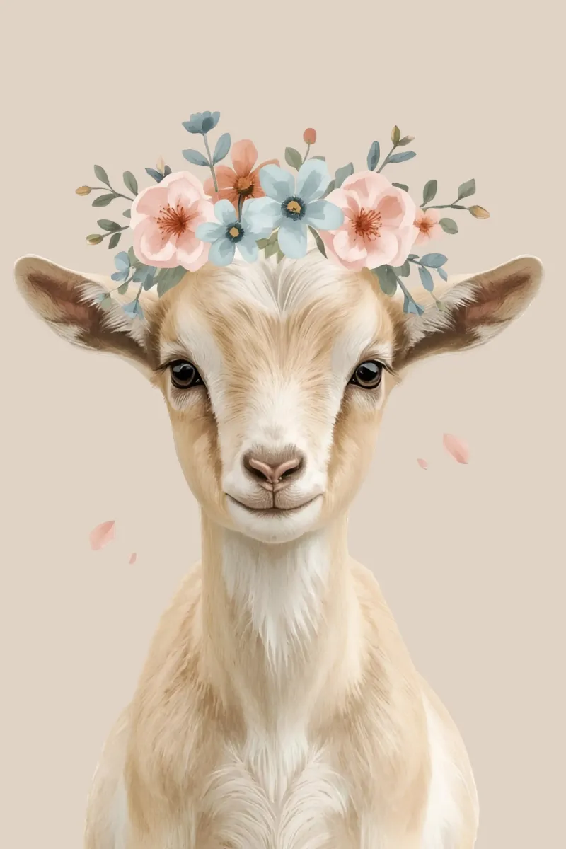 Simpatico capretto con corona floreale poster da DesignDoodle