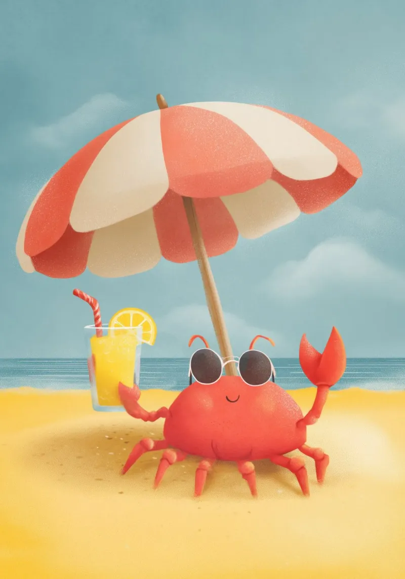 Cool Crab at the Beach Poster von Kiara
