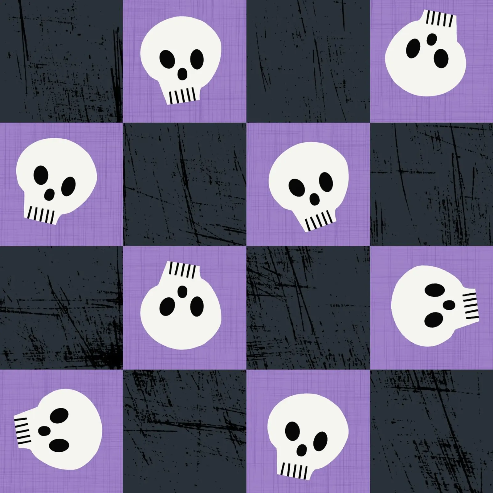 Teschio viola a scacchiera - Modello gotico punk di Halloween poster con telaio in plastica da susanacosta