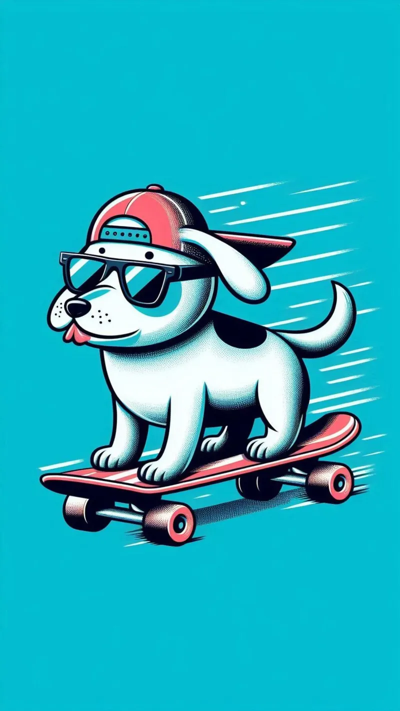 Il cane cavalca lo skateboard poster con telaio in plastica da BenCoStyle