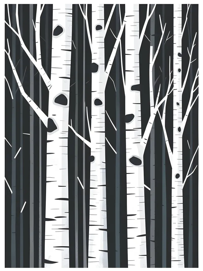 Tronchi di betulla poster con telaio in legno da The Green Room