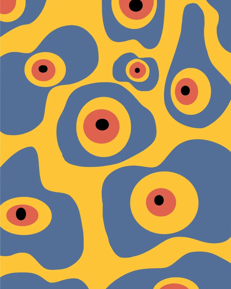 Evil eye pattern canvas with Floater frame by Little Dean