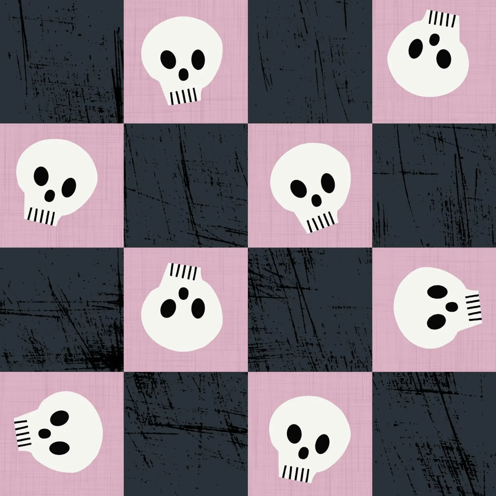 Teschio rosa a scacchiera - Modello gotico punk di Halloween poster con telaio in plastica da susanacosta