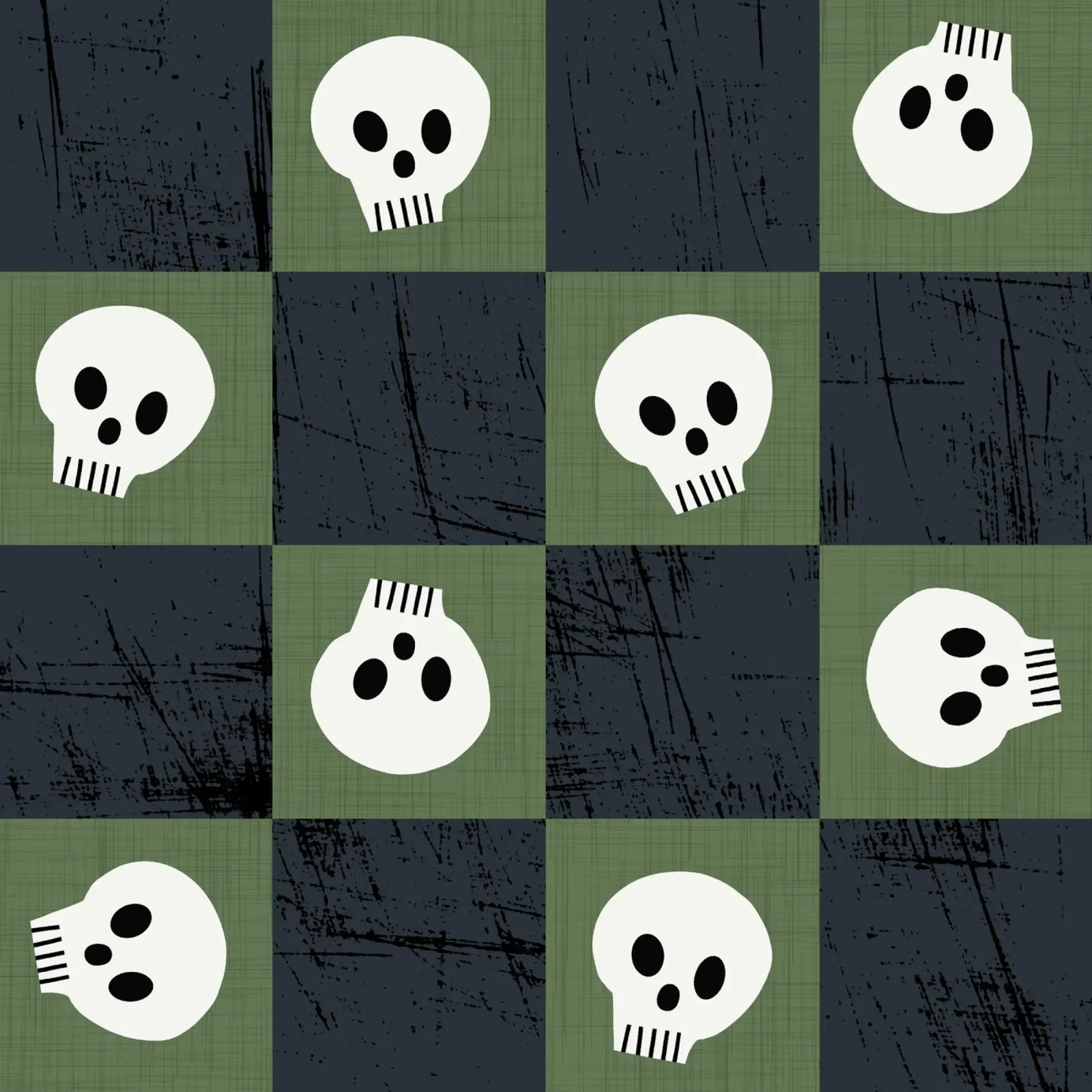 Scacchiera con teschio verde scuro - Punk Halloween Gothic poster con telaio in plastica da susanacosta