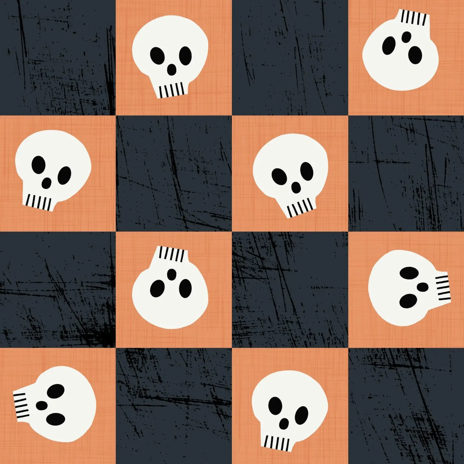 Peach Skull Checkerboard - Punk Halloween Gothic poster con telaio in plastica da susanacosta