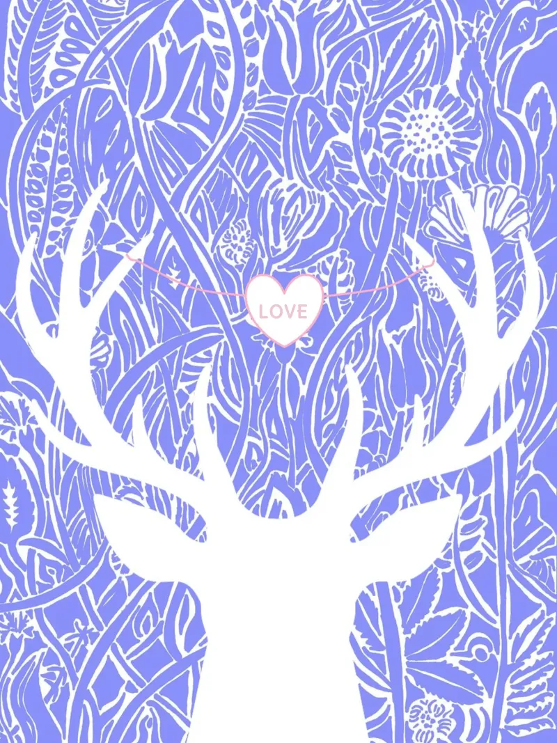 Amore - Cervo bianco davanti a viticci di fiori poster con telaio in plastica da PaperLine Art