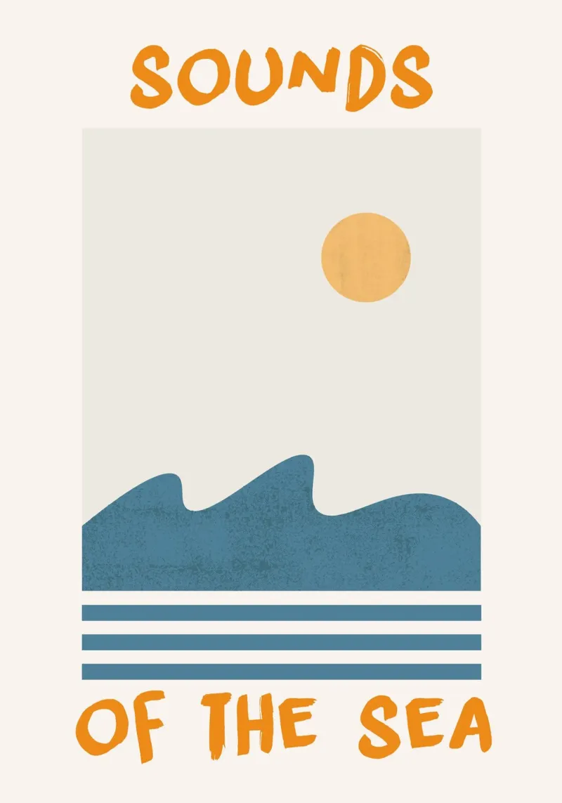 Les sons de la mer : Art minimaliste des vagues de plage poster de dawnthesea