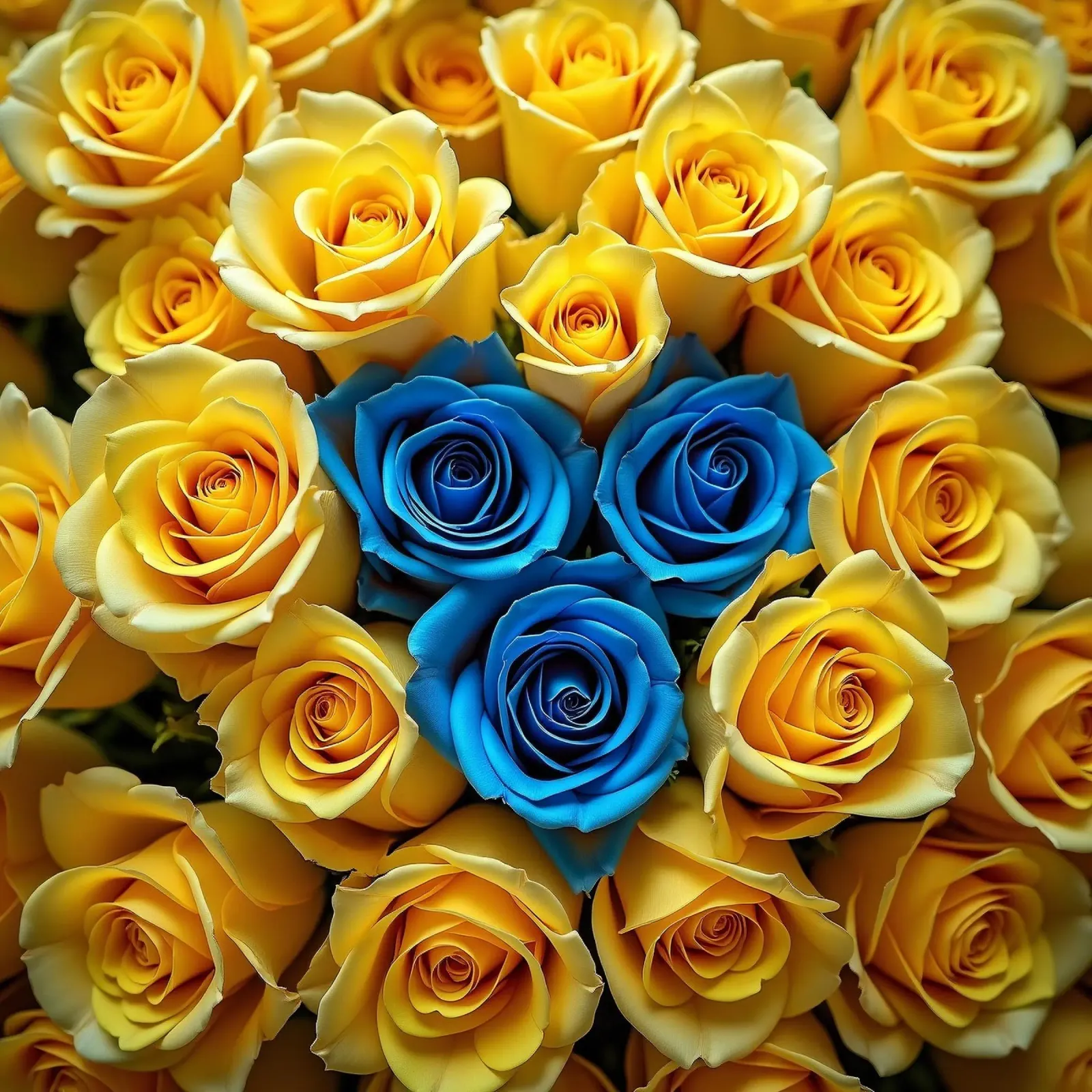 rose_giallo_blu_2 poster con telaio in alluminio da Farb- und Blütenzauber by LK