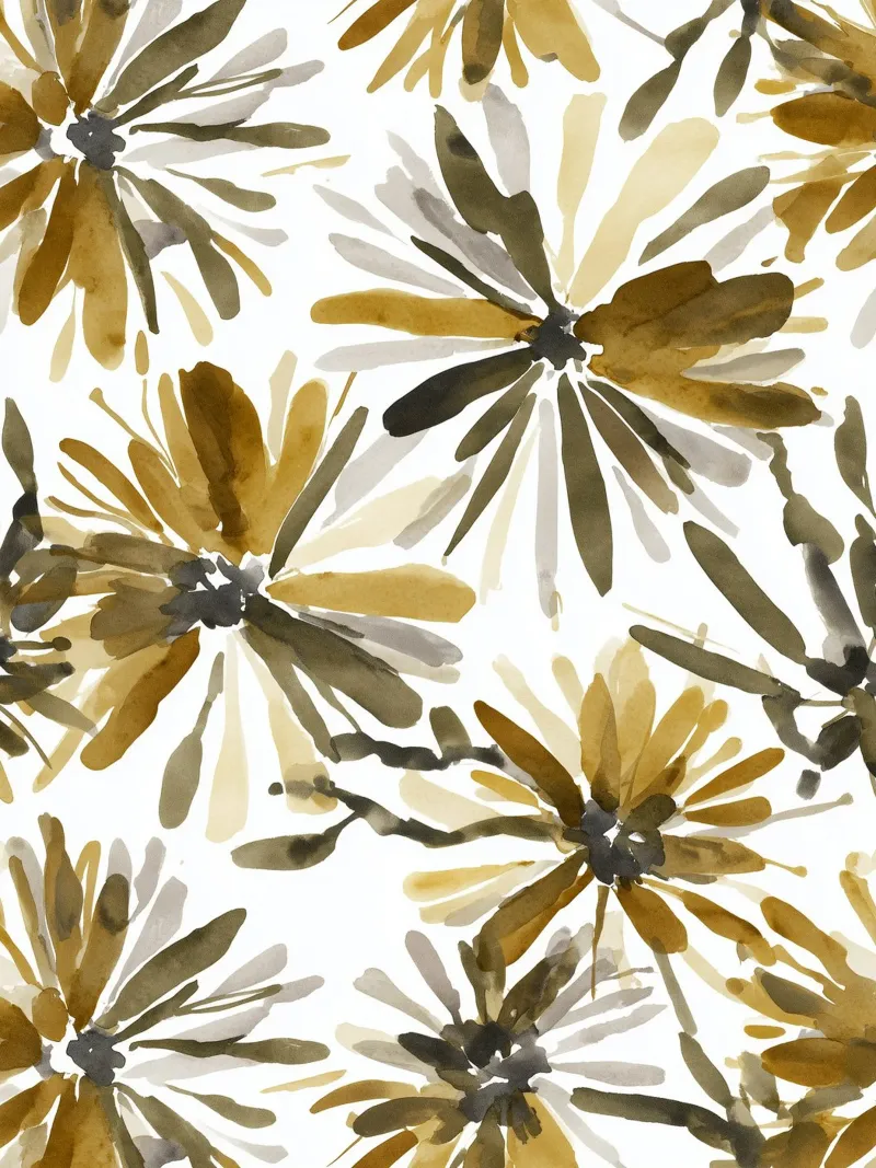Golden Bloom Abstract Leinwand mit Schattenfugenrahmen von Sophia Calder Studio