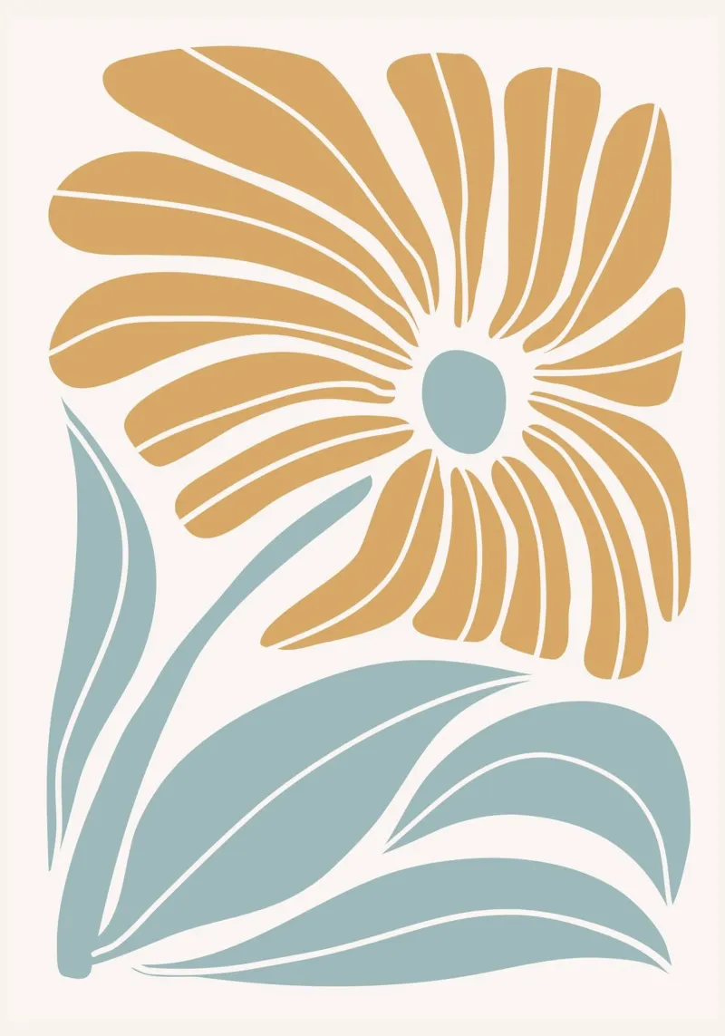 Boho Bloemen Kunst Print, Abstract Botanisch Muurkunstwerk canvas met Baklijst van dawnthesea