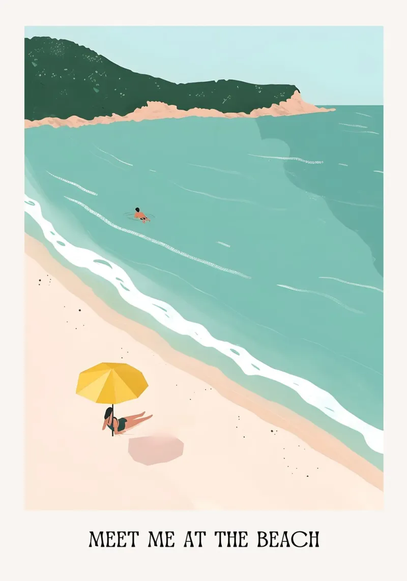 Ontmoet me op het strand, zonnebader Art Print canvas met Baklijst van dawnthesea