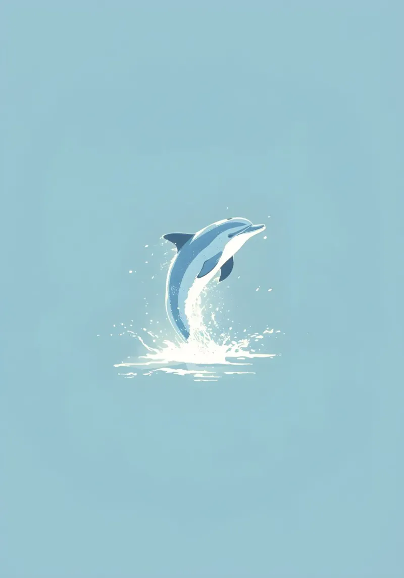Springender Delphin, Minimalistische Meereskunst Leinwand mit Schattenfugenrahmen von dawnthesea