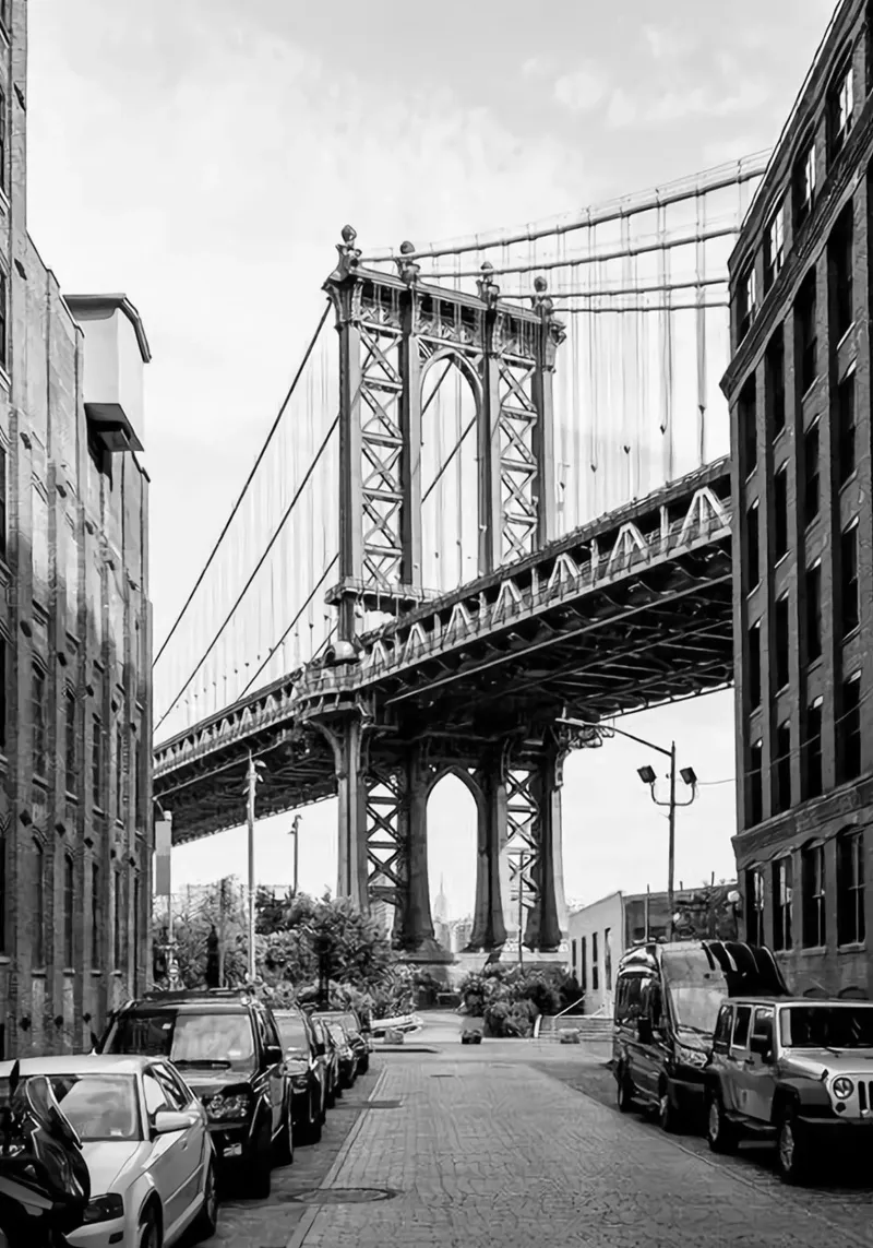 Ponte di Manhattan poster con telaio in plastica da Sowa Studio
