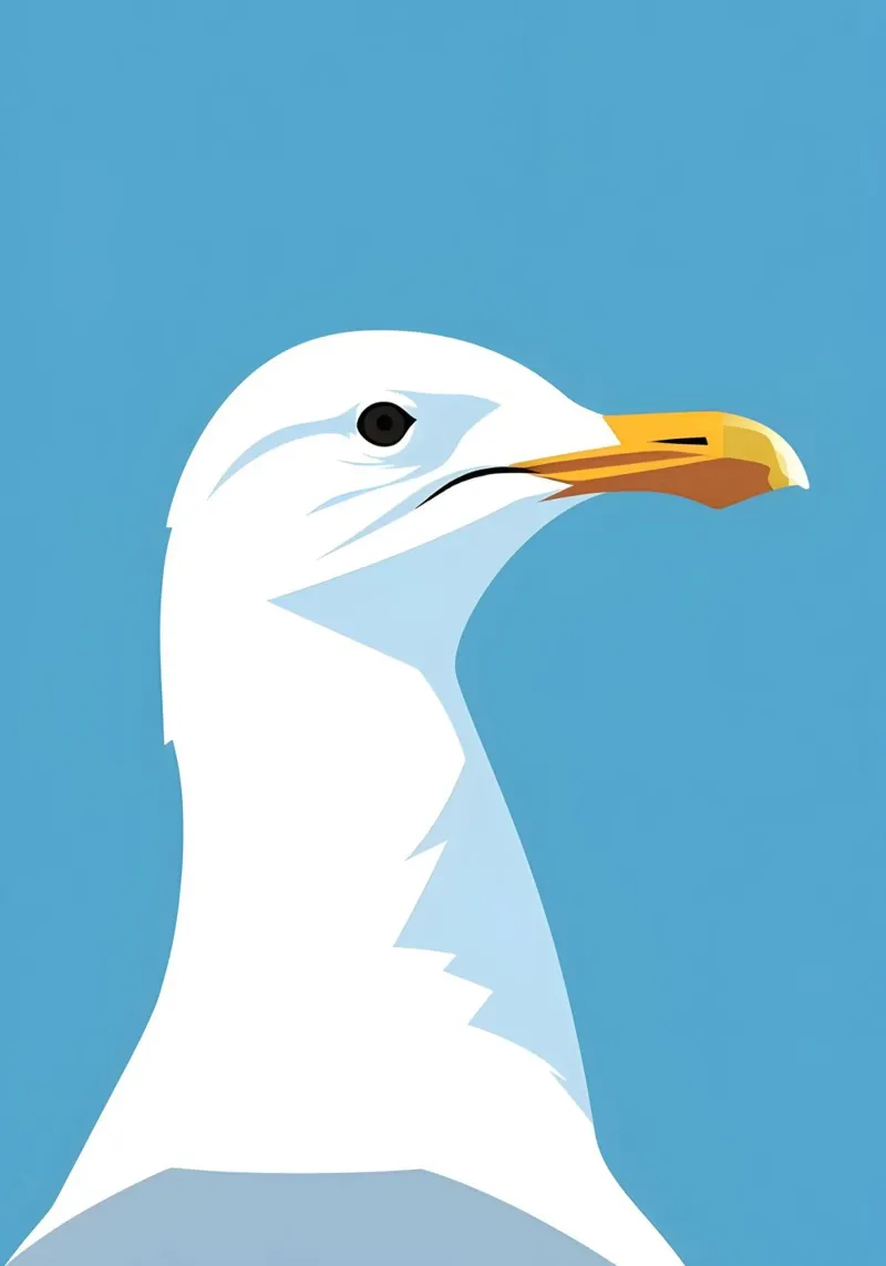 Minimalistische zeemeeuw, moderne kustkunst canvas met Baklijst van dawnthesea