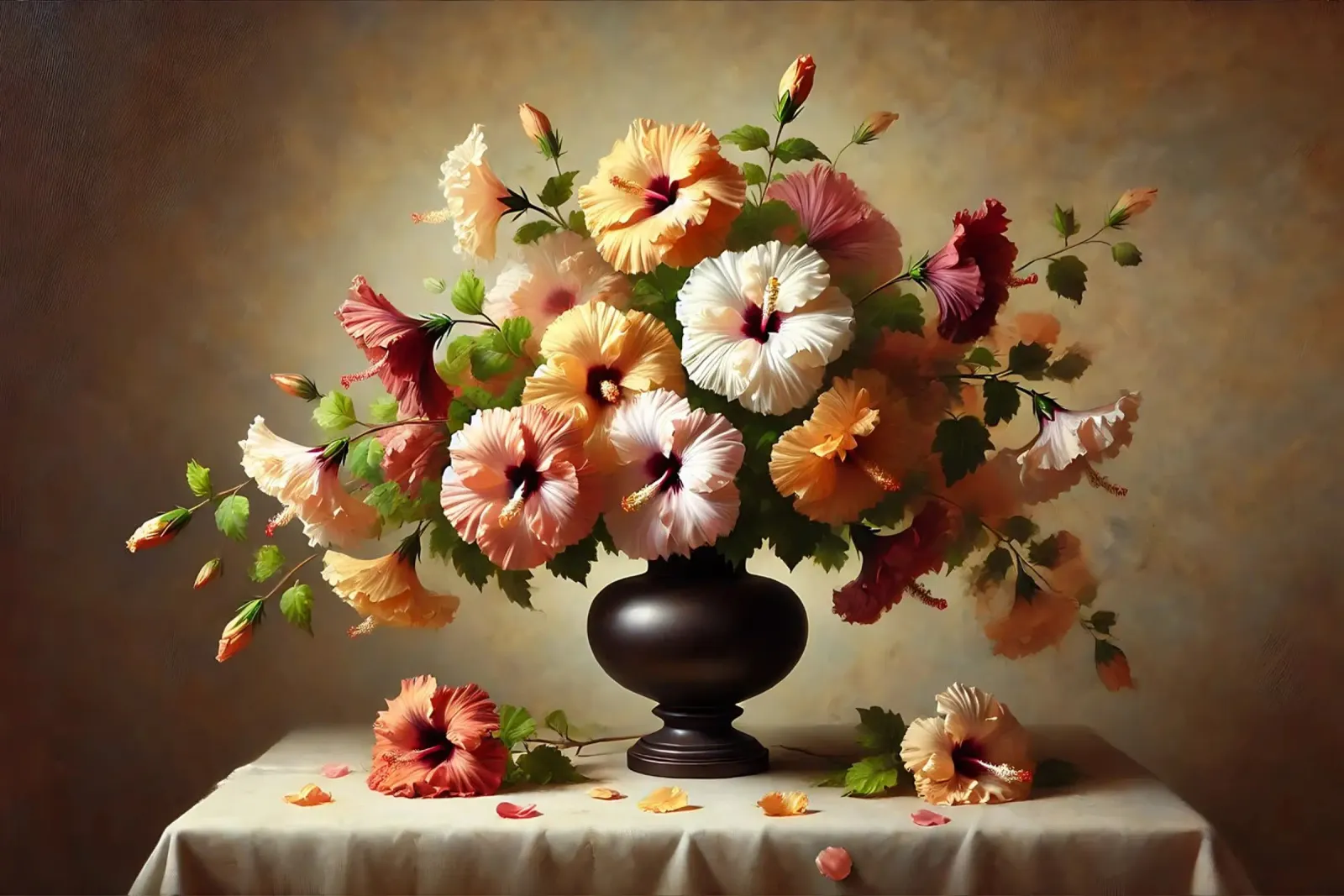 Bouquet di ibisco vittoriano tela con Cornice a cassetta da VintageBotanics