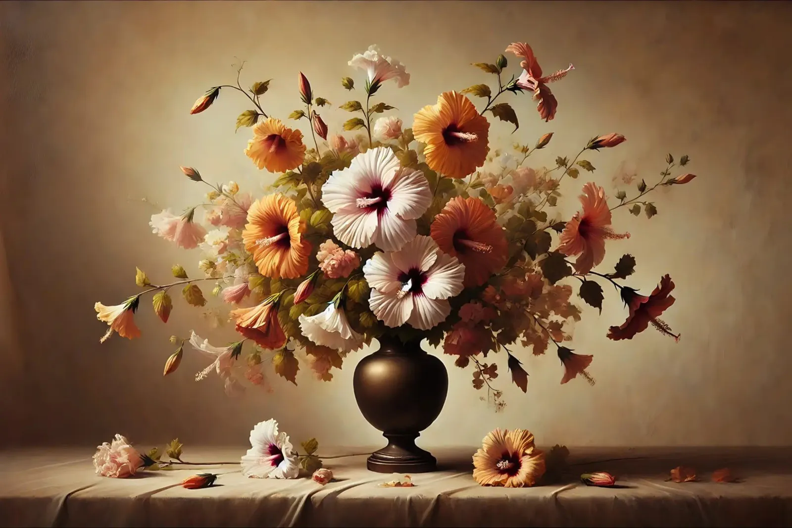 Bouquet di ibisco vittoriano tela con Cornice a cassetta da VintageBotanics