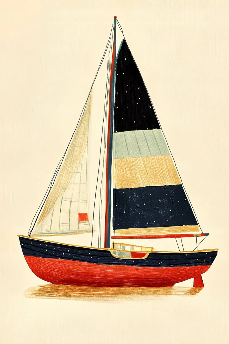 Barca a vela poster con telaio in legno da Curious Canvas