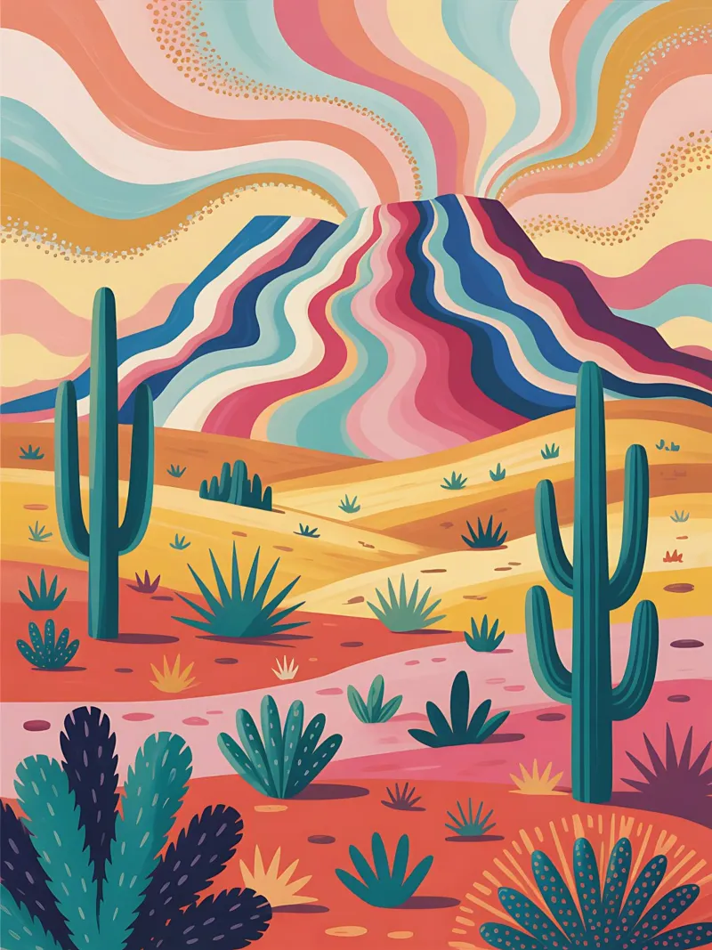Il deserto della Pop Art in colori vivaci tela con Cornice a cassetta da Plain Thoughts