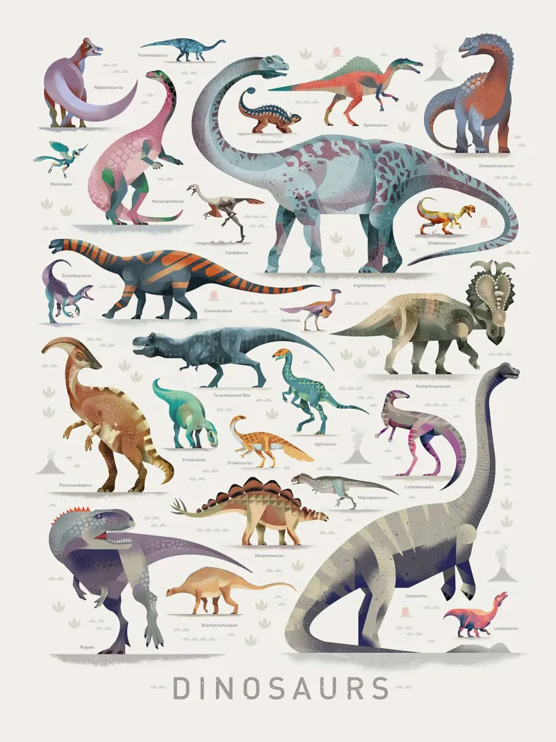 Dinosaurussen I Print canvas met Baklijst van MelisaArt
