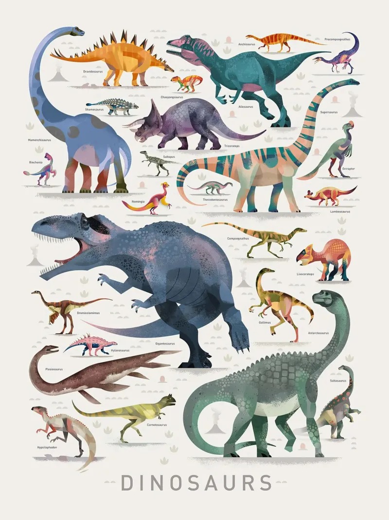Stampa Dinosauri II poster con telaio in plastica da MelisaArt