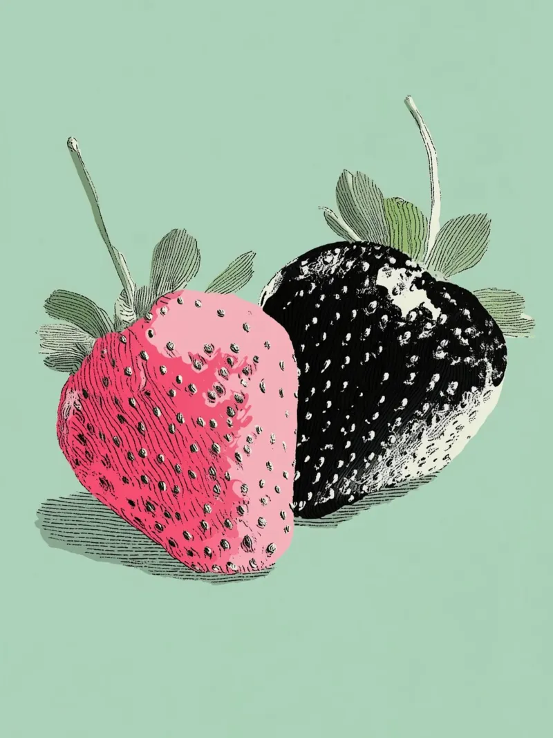 Fragole nere e rosa poster con telaio in alluminio da Carinaprint