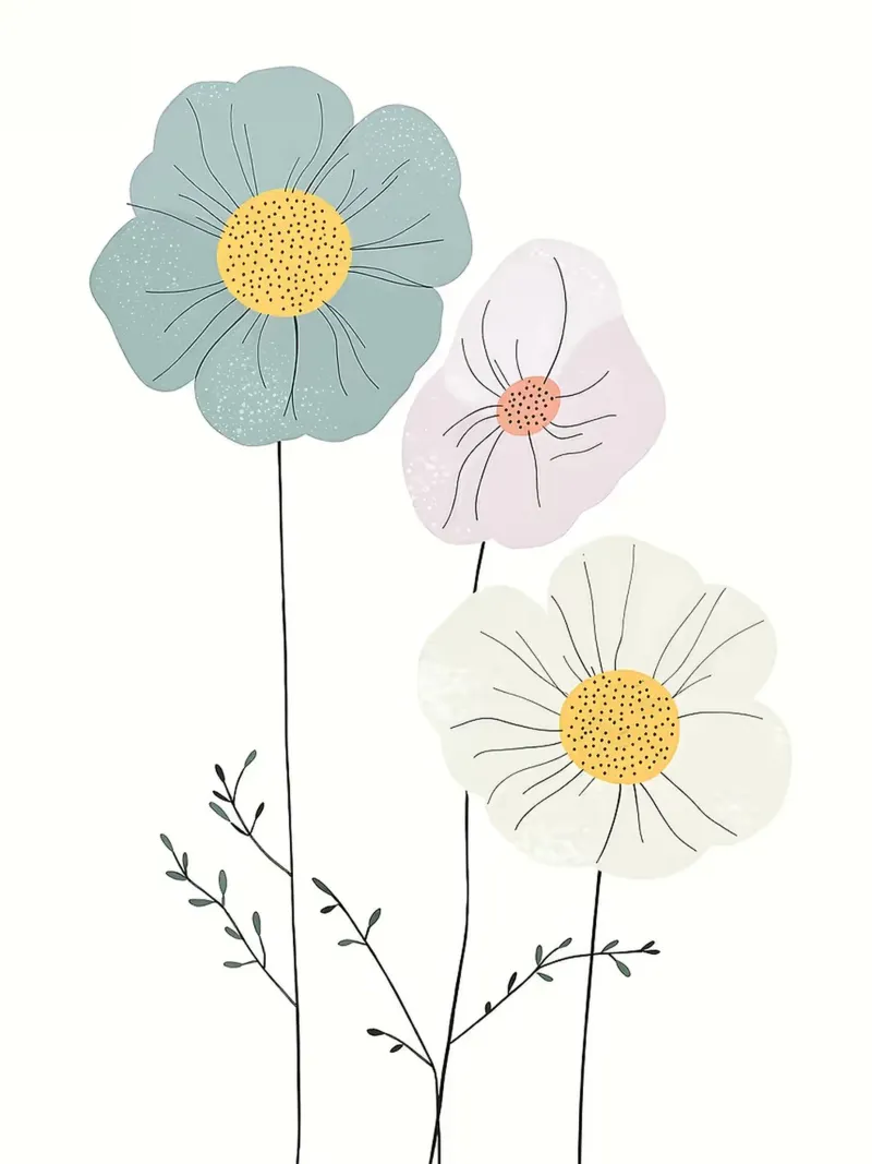 Tre fiori astratti poster da Liam Johnson