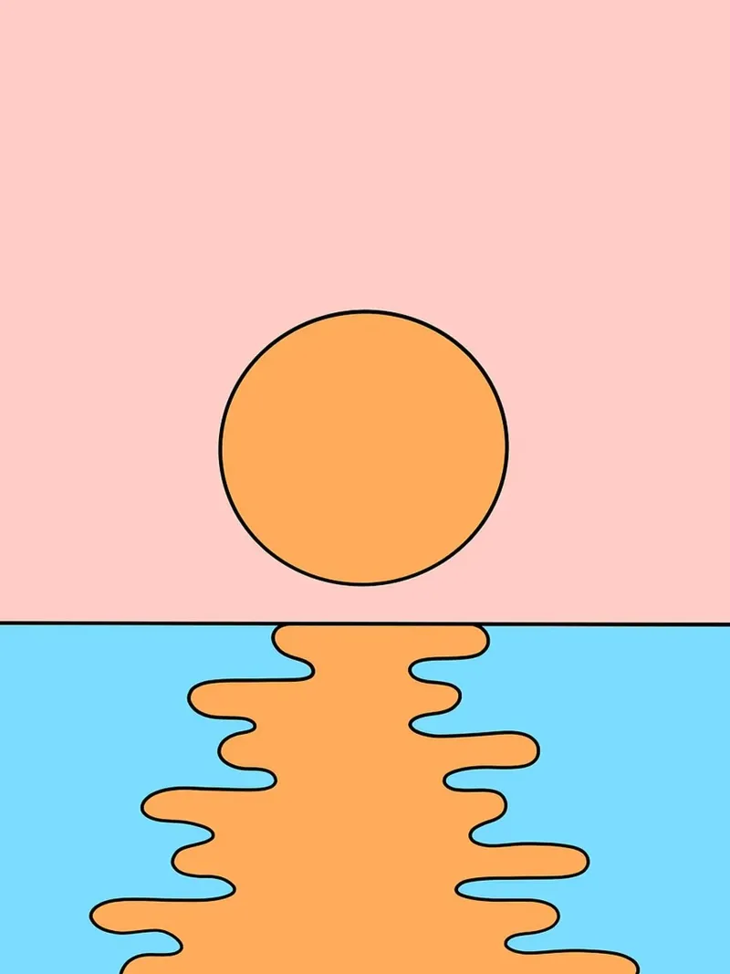 Zonsondergang Minimalistische Kunst canvas met Baklijst van Noah Bouchard