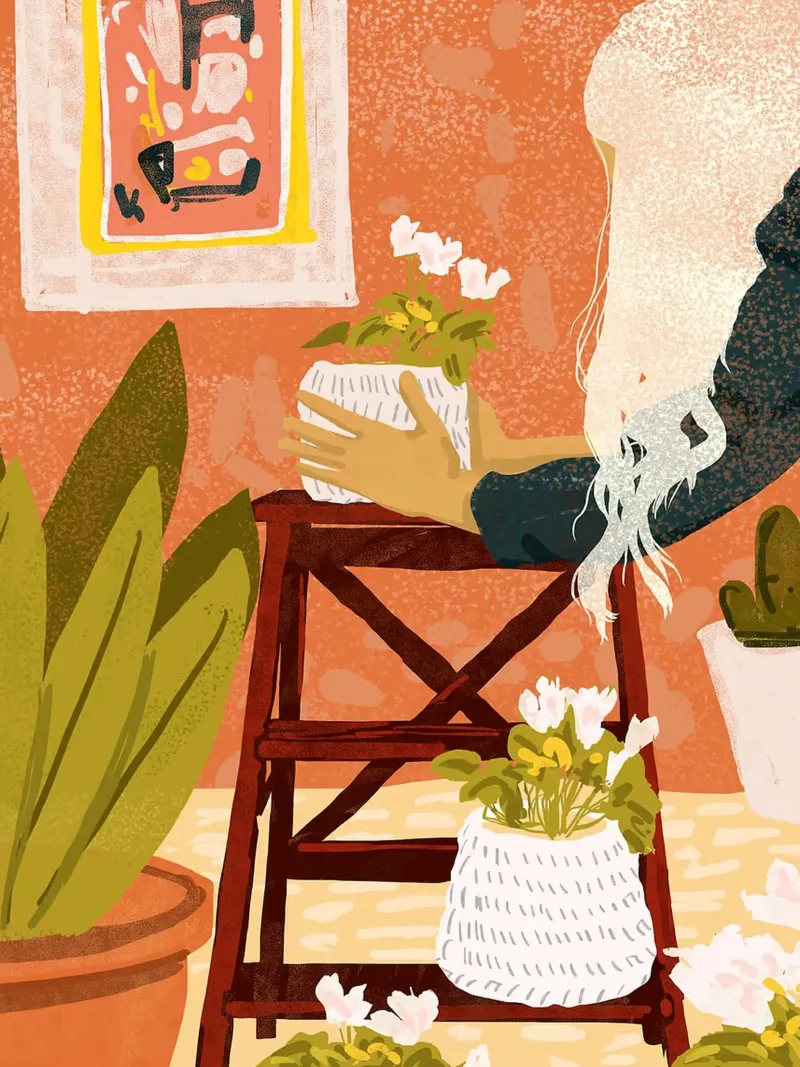Il giardiniere indoor poster con telaio in legno da Ethan Smith