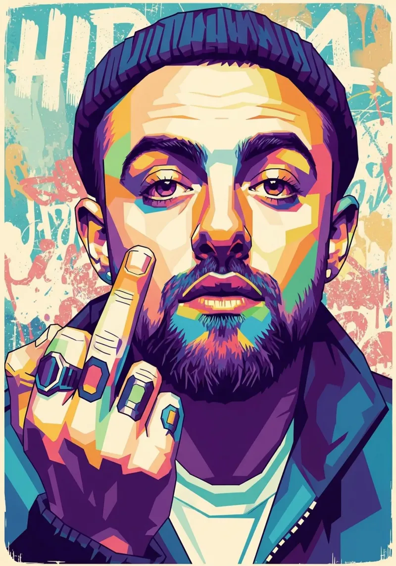 Lo stile di Mac Miller poster con telaio in alluminio da Hantamrata