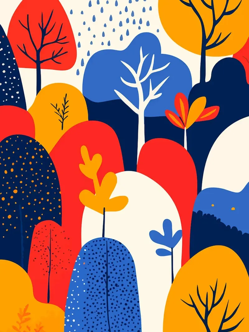 Astratto Boho Foresta Modello Illustrazione d'arte minimalista poster con telaio in plastica da Charlotte Gagnon