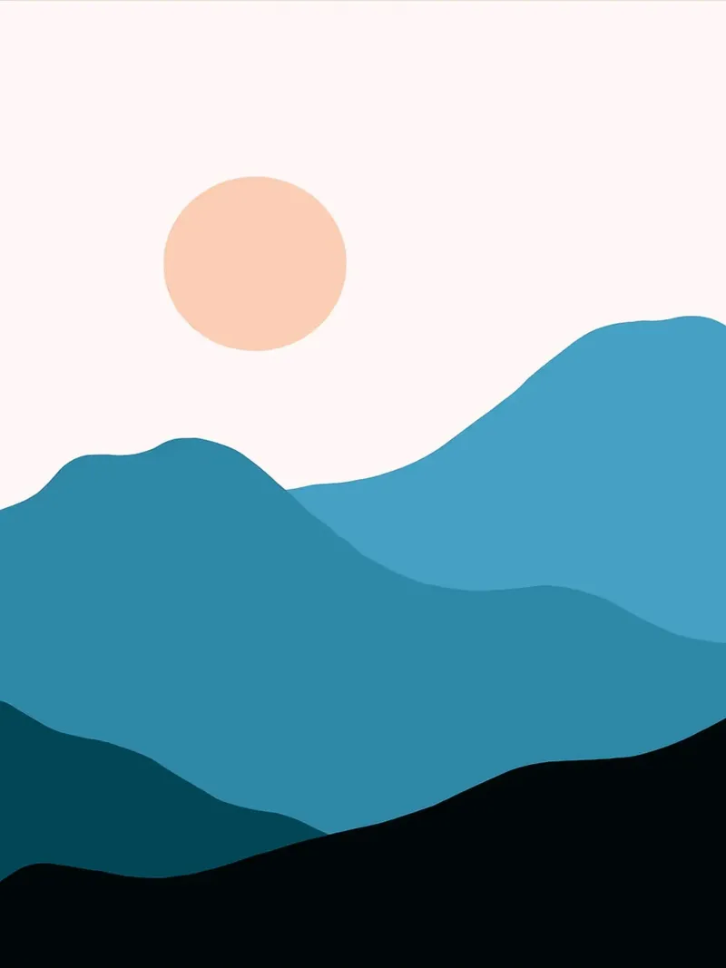 Minimalistische berg zonsondergang canvas met Baklijst van Hiroto Mori