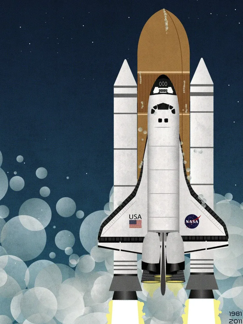Launch of Nasa Space Shuttle canvas with Floater frame by Thomas