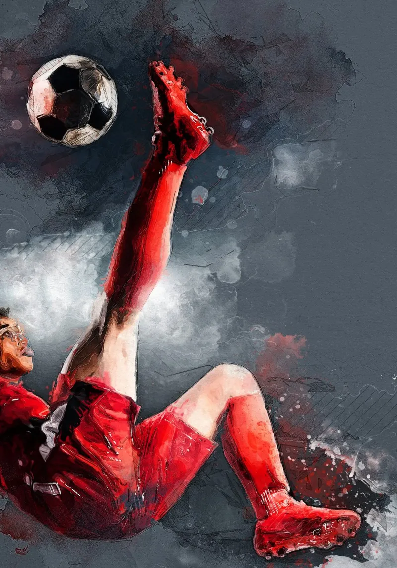 Giocatore di calcio sport art 3 poster con telaio in alluminio da Justyna Jaszke JBJart