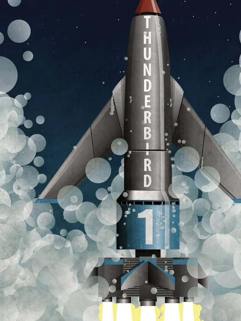 Thunderbird 1 Rocket Launch canvas with Floater frame by Thomas