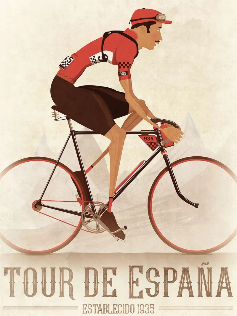 Gara ciclistica d'epoca Tour de Espana poster con telaio in legno da Thomas