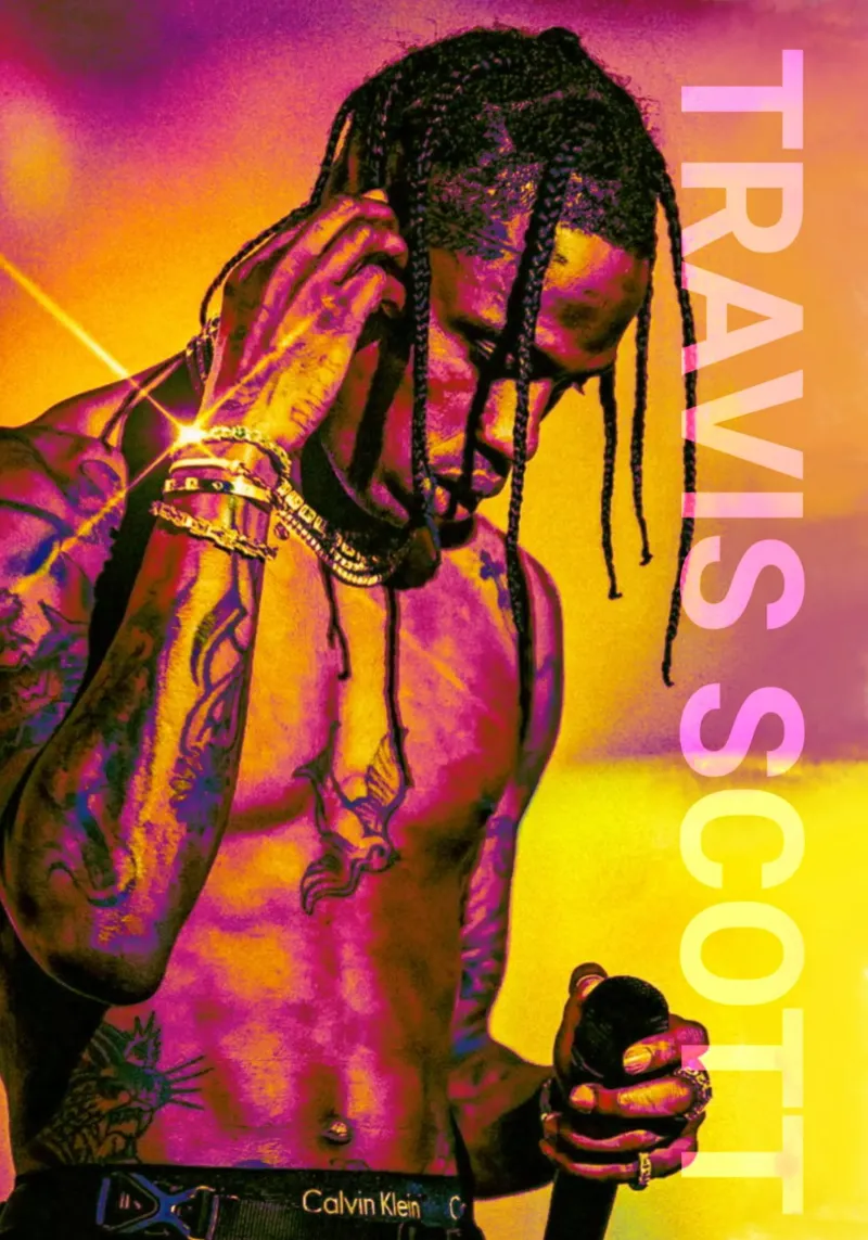 Travis Scott hip-hop poster con telaio in alluminio da Lembayung art